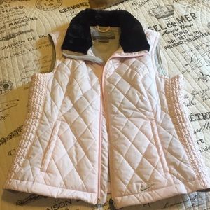 Pink with Black Faux Fur Collar Nike Puffer Vest